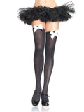 Opaque Thigh High Stockings With Satin Bow Accents