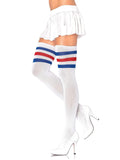 3-Stripe Athletic Ribbed Thigh High Socks
