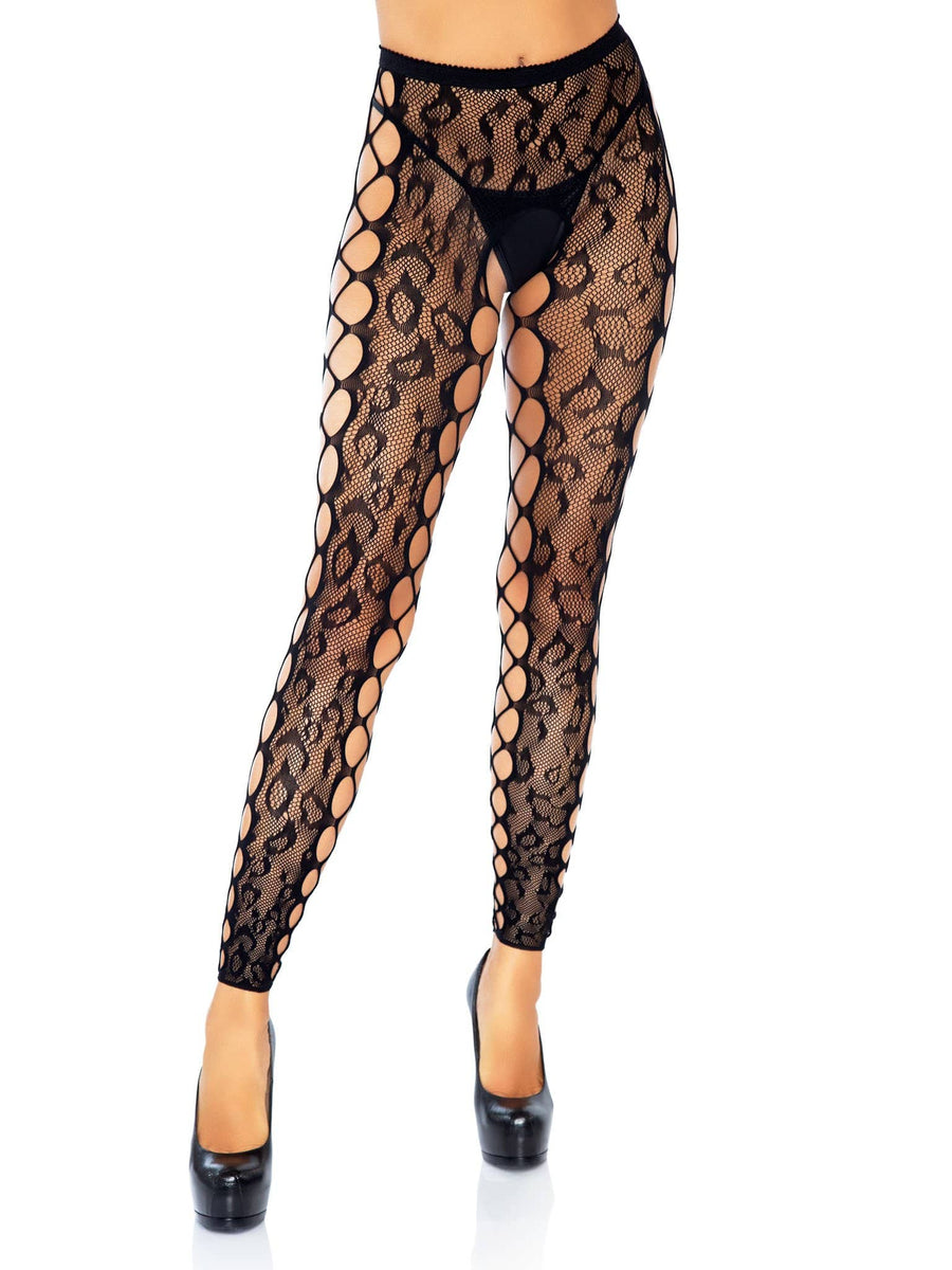 Leg Avenue Leopard Lace Footless Crotchless Hosiery Tights – Pixie Sparkle