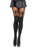 Opaque Cross Tights With Sheer Thigh Accent