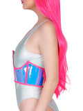 Holographic Vinyl Zipper Front Under Bust Cincher