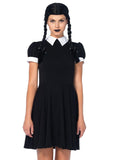 2PC Gothic Darling,classic collared dress,braided wig w/bows
