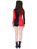 Zipper Front Two Tone Harlequin Romper Costume