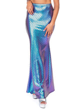 Teal Iridescent Scale Mermaid Maxi Skirt