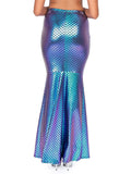 Teal Iridescent Scale Mermaid Maxi Skirt