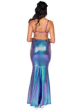 Teal Iridescent Scale Mermaid Maxi Skirt