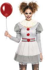 2PC Creepy Clown, includes pom pom accents and lace neck piece