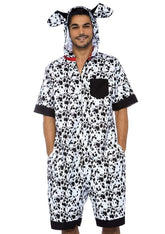 Men's Dalmatian Dog Hooded Jumpsuit Costume