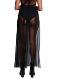 Multi Slit Sheer Full Length Maxi Skirt