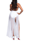 Multi Slit Sheer Full Length Maxi Skirt