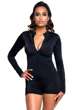 Zipper Front Long Sleeved Matte Romper