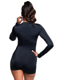 Zipper Front Long Sleeved Matte Romper