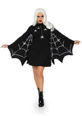 Jersey Spider Dress With Scalloped Web Wings