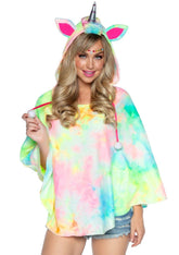 Tie Dye Unicorn Poncho Costume With Horn Hood