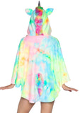Tie Dye Unicorn Poncho Costume With Horn Hood