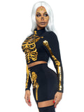 Golden Skeleton Crop Top and Skirt