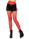 Flame Pattern Net Fishnet Tights