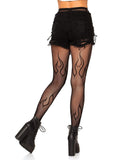 Flame Pattern Net Fishnet Tights