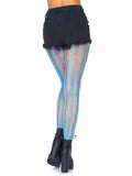 Lurex Shimmer Rainbow Striped Fishnet Tights