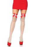 Nurse Badge Industrial Net Thigh Highs With Bows