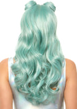24" Long Beachy Waves Wig With Half Up Buns