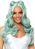 24" Long Beachy Waves Wig With Half Up Buns
