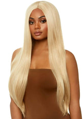 33" Long Straight Center Part Blond Costume Wig