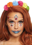 Day of the Dead Adhesive Face Jewels Sticker Set