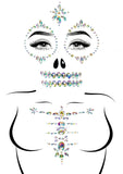 Skeleton Face and Chest Adhesive Jewels Sticker Set