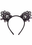 Venice Lace Cat Ears Headband With Organza Bows