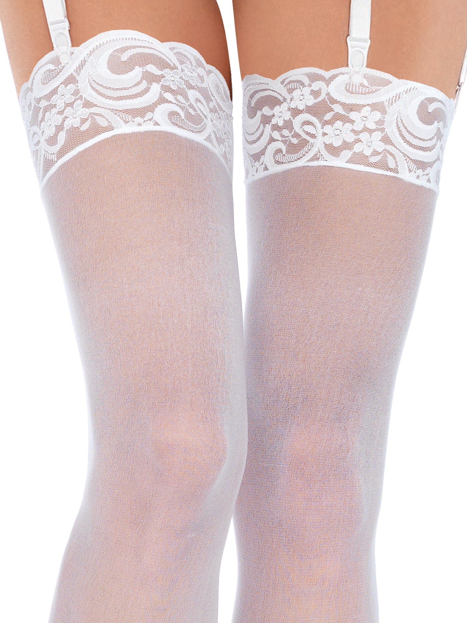 color_white | Leg Avenue Alix Sheer Thigh High Stockings
