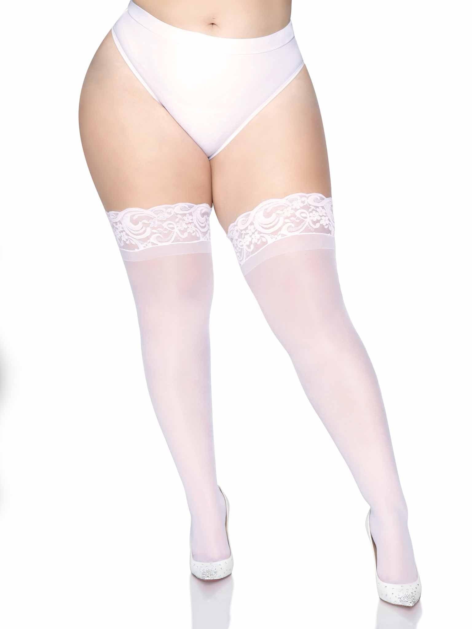 color_white | Leg Avenue Plus Nora Thigh High Stockings