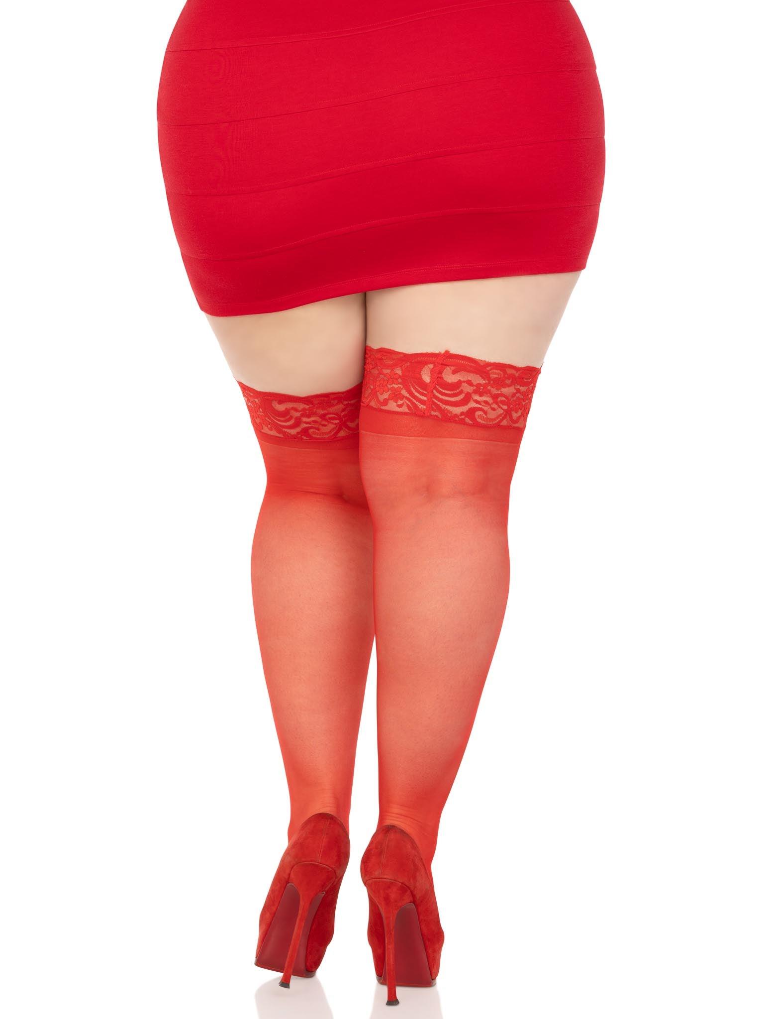 color_red | Plus Nora Thigh High Stockings