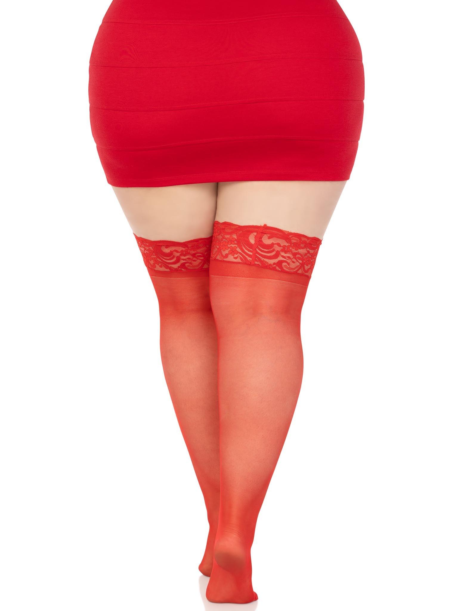 color_red | Plus Nora Thigh High Stockings