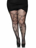 color_black | Leg Avenue Plus Size Butterfly Fishnet Tights