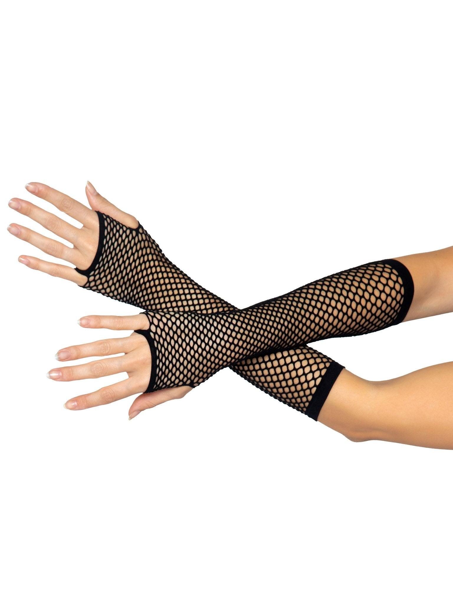 color_black | Leg Avenue Triangle Net Fingerless Arm Warmer Gloves