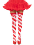 Leg Avenue Peppermint Stripe Thigh Highs