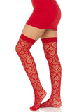 color_red | Leg Avenue Amore Heart Net Thigh Highs