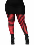 color_Black/Red | Leg Avenue Plus Jada Striped Women's Tights