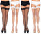 Leg Avenue Fishnet Thigh High Stockings with Stay Up Lace Top, 4-Pairs, Black & White