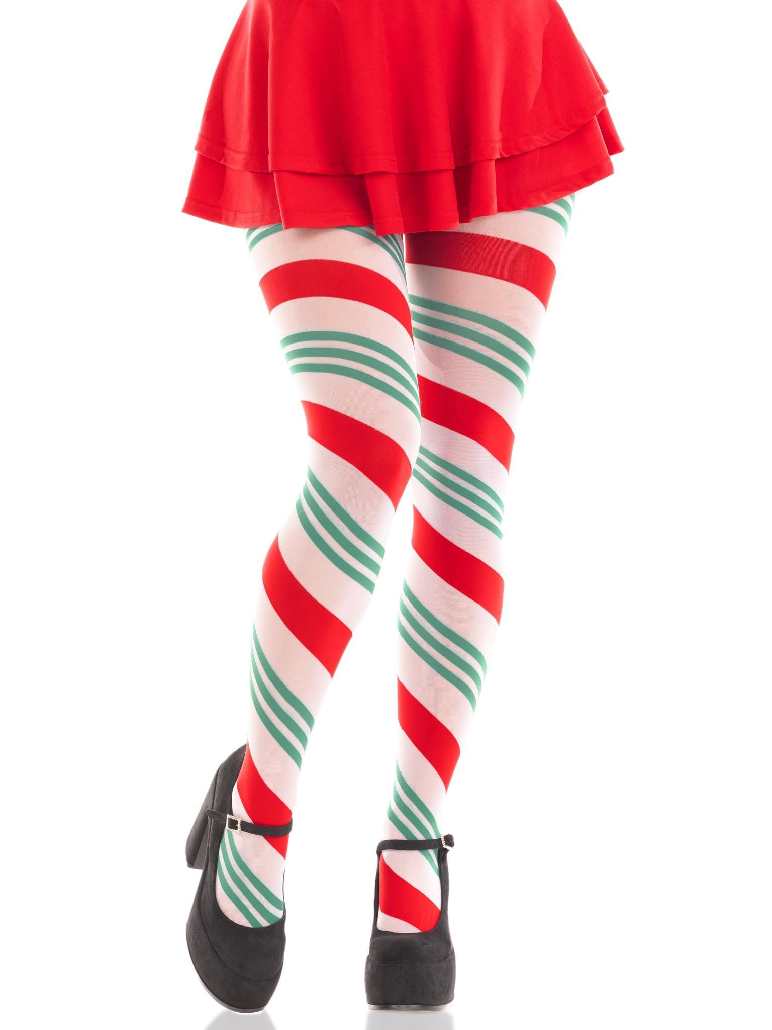 Leg Avenue Holiday Ribbon Striped Tights