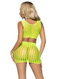 Leg Avenue Crochet Fishnet Crop Top and Mini Skirt Set