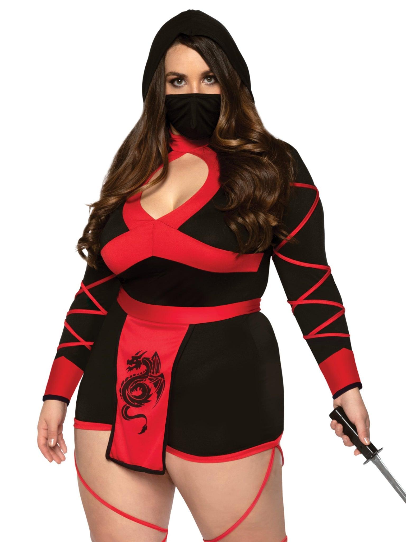 color_Black/Red | Leg Avenue Plus Dragon Ninja Costume
