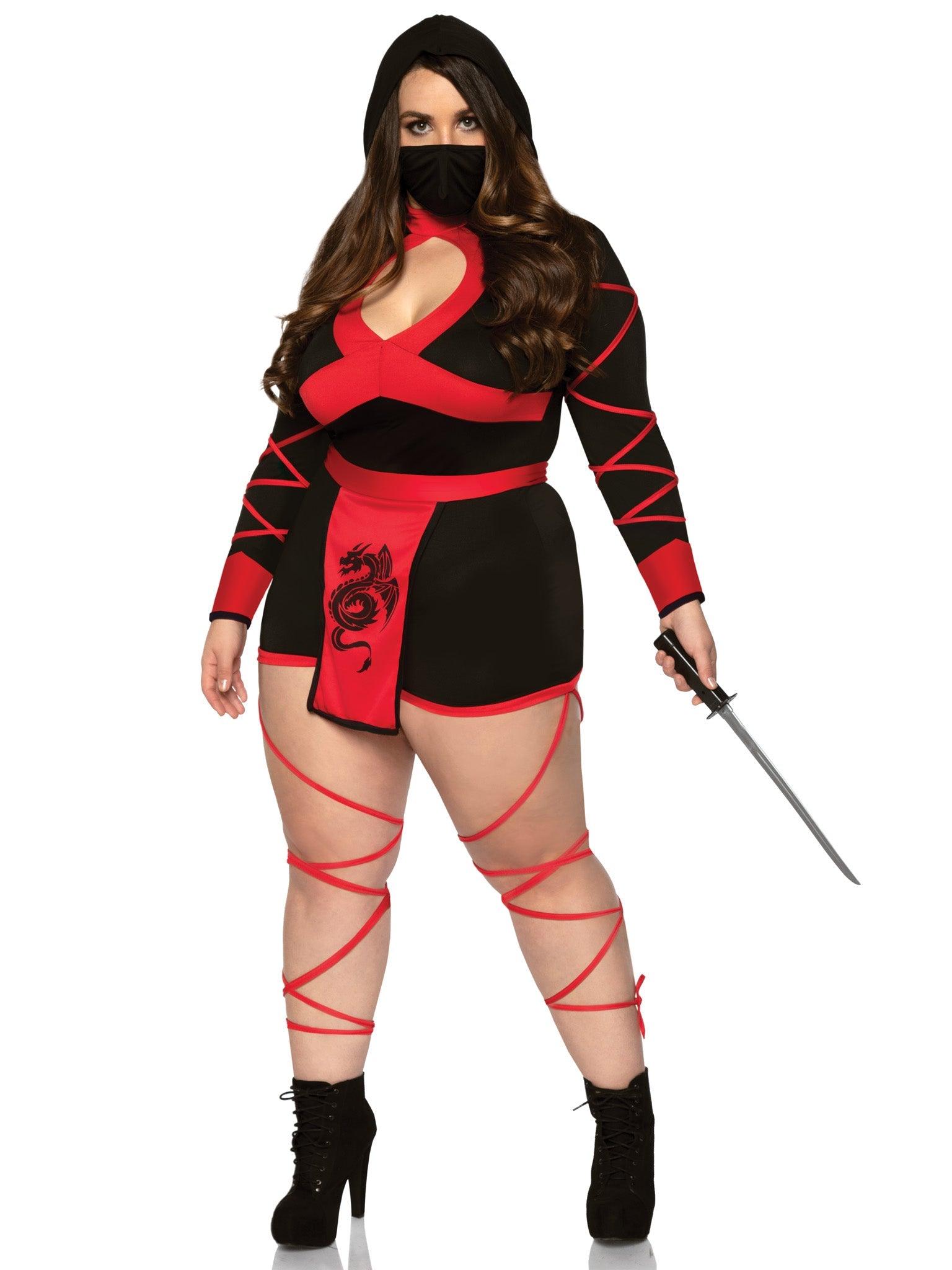 color_Black/Red | Leg Avenue Plus Dragon Ninja Costume