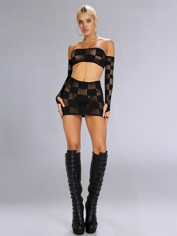 Grid Lock Skirt Set