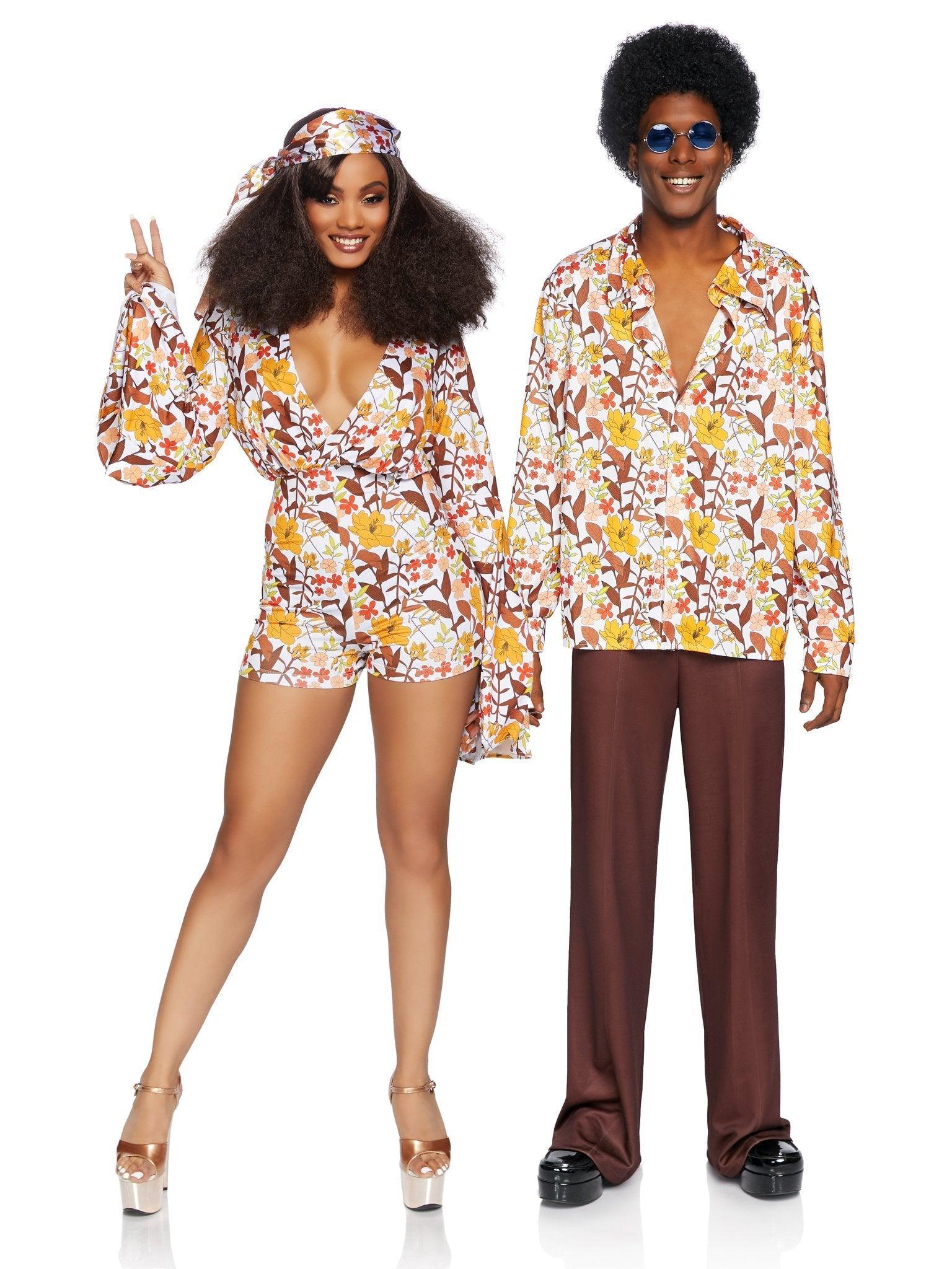 Leg Avenue Men's 1970s Floral Disco Costume Shirt