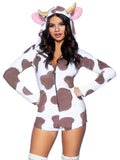 Leg Avenue Cow Romper Horn Hood Costume