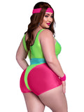 Leg Avenue 5 Piece 80s Workout Romper Plus Size Costume