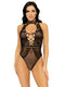 Leg Avenue Net & Lace Keyhole Halter Bodysuit