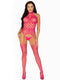 Leg Avenue High Neck Halter Net and Lace Bodystocking
